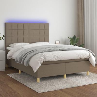 Boxspring met matras en LED stof taupe 140x190 cm