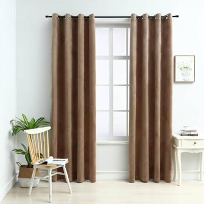VidaXL Gordijn verduisterend met ringen 2 st 140x175 cm fluweel beige VidaXL Gordijn verduisterend met ringen 2 st 140x175 cm fluweel beige