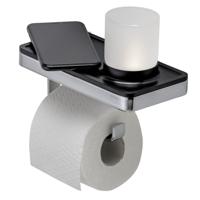 Planchet met Toiletrolhouder en Houder LED Licht Geesa Frame Zwart Chroom - thumbnail