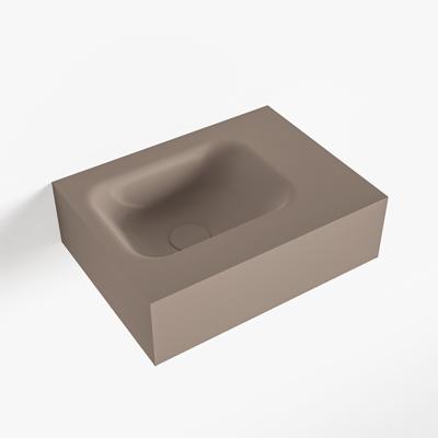 MONDIAZ LEX Smoke vrijhangende solid surface wastafel 40cm. Positie wasbak links MONDIAZ LEX Smoke vrijhangende solid surface wastafel 40cm. Positie wasbak links