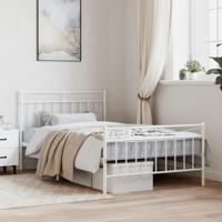 Bedframe met hoofd- en voeteneinde metaal wit 107x203 cm - thumbnail