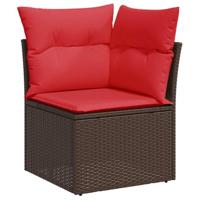 9-delige Loungeset met kussens poly rattan acacia bruin - thumbnail
