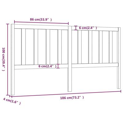 Hoofdbord 186x4x100 cm massief grenenhout zwart - thumbnail