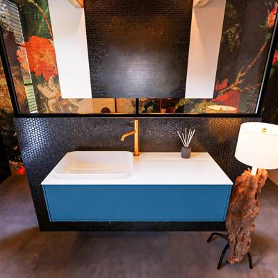 Badkamermeubelset Mondiaz Erin 120 cm met 1 Lade met RIDGE Wastafel Links Talc met 1 kraangat Greeploos Mat Jeans Badkamermeubelset Mondiaz Erin 120 cm met 1 Lade met RIDGE Wastafel Links Talc met 1 kraangat Greeploos Mat Jeans