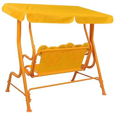 Kinderschommelbank 115x75x110 cm stof geel - thumbnail