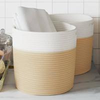 VidaXL Opbergmanden 2 st ø 28x28 cm katoen beige en wit - thumbnail