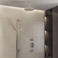 Hotbath Buddy - Inbouw Regendoucheset - 2 Stopkranen - Thermostatisch - Plafondbuis 15 cm - Hoofddouche 250 mm - Ronde Handdouche 3 Standen - Glijstang 900 mm - Waterbesparend - V01 - thumbnail