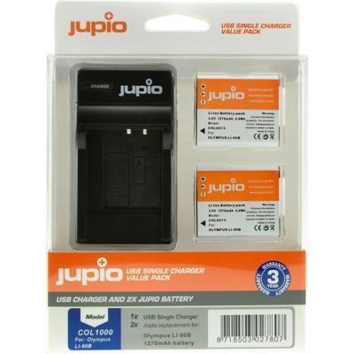 Jupio Value Pack: 2x Battery Li-90B/Li-92B 1270mAh + USB Single Charger
