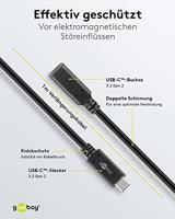 Goobay USB-C male - USB-C female verlengkabel | 1m zwart - 9550230 - thumbnail