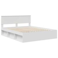 Bedframe met hoofdeinde Wit 160 x 200 cm Massief grenenhout - thumbnail