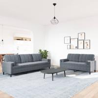 3-delige Loungeset met kussens en bolsters fluweel donkergrijs - thumbnail