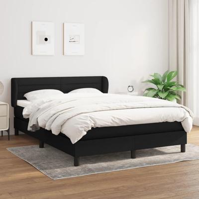 Boxspring met matras stof zwart 140x200 cm