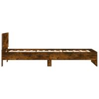 Bedframe met hoofdbord en LED gerookt eikenkleur 100x200 cm - thumbnail