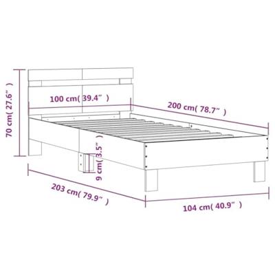 Bedframe met hoofdeinde bewerkt hout gerookt eiken 100x200 cm
