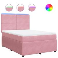 Boxspring met matras fluweel roze 160x200 cm - thumbnail
