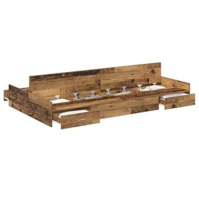 Opbergbedframe met lade Oud hout 120 x 200 cm Bewerkt hout