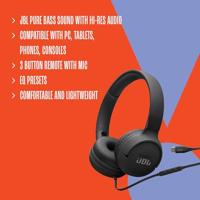 JBL Tune 520C Comfort Fit bedrade on-ear koptelefoon met microfoon, JBL Pure Bass-geluid, EQ-presets, USB-C-connectiviteit, opvouwbaar ontwerp en knoopresistente kabel, zwart - thumbnail