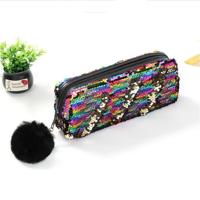 3 stuks omkeerbare Sequin potlood geval voor meisjes school levert super grote briefpapier gift magische make-up tas (gemengde kleur + Glod) - thumbnail