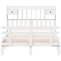 Bed met boekenkast zonder matras grenenhout wit 140x190 cm - thumbnail