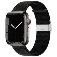 Nylon bandje met klemsluiting - Zwart - Geschikt voor Apple Watch 44mm / 45mm / 46mm / 49mm - thumbnail