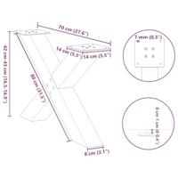 Salontafelpoten 2 st X-vormig 70x(42-43) cm staal wit - thumbnail