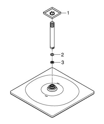 Regendoucheset Grohe Rainshower Mono Cube 31 cm met Plafondarm Cool Sunrise Geborsteld