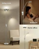 Klassieke vloerlamp 50/50/180cm - dimbare staande lamp met flexibele leeslamp - Geborsteld staal - LED geintegreerd - geschikt voor woonkamer, slaapkamer en thuiskantoor - thumbnail