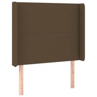 Hoofdbord met randen 93x16x118/128 cm stof donkerbruin - thumbnail