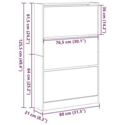 Schoenenkast Oud hout 80 x 21 x 125.5 cm Bewerkt hout