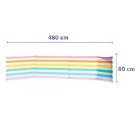 Windscherm 5 Stokken Staal Polyester Kleurrijke Strepen 480X80 cm Strand, Zwembad, Tuin - thumbnail