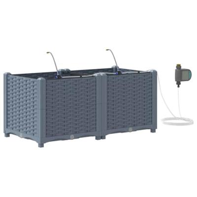 VidaXL Tuin bloempot 2 pcs licht grijs staal