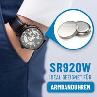 ABSINA SR920SW Horlogebatterij, 1,55 V, zilveroxide, verpakking van 10 stuks, knoopcel SR920SW, lekvrij en lange houdbaarheid, batterij SR920SW / LR921 / 371/370 / LR69 / AG6 - SR 920 SW horloges, - thumbnail