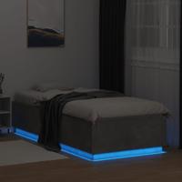 Bedframe met LED-verlichting bewerkt hout betongrijs 100x200 cm - thumbnail