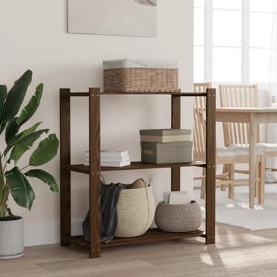 VidaXL Opbergrek 3-laags 80x38x90 cm massief grenenhout bruin VidaXL Opbergrek 3-laags 80x38x90 cm massief grenenhout bruin