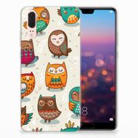 Huawei P20 TPU Hoesje Vrolijke Uilen - thumbnail
