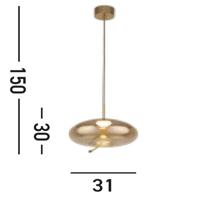 Searchlight Hanglamp GlasLisbon roodkoper met amber rondglas - 75131-1AM - thumbnail
