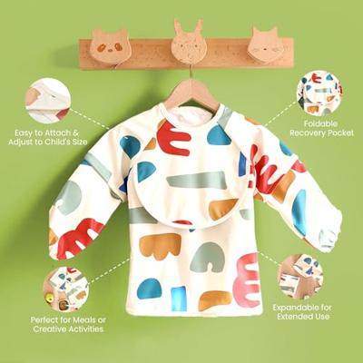 Meegroeislabbetje met mouwen 2-in-1 BEABA Playful beige