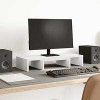 VidaXL Monitorstandaard verstelbaar 60x24x10,5 cm bewerkt hout wit - thumbnail