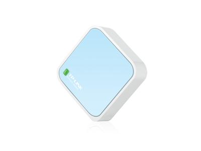 TP-Link TL-WR802N N300 WLAN Nano Router (draagbaar, accesspoint, tv-adapter, repeater, router, client, 300 Mbit/s (2,4GHz), media, FTP server), blauw/wit
