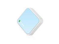 TP-Link TL-WR802N N300 WLAN Nano Router (draagbaar, accesspoint, tv-adapter, repeater, router, client, 300 Mbit/s (2,4GHz), media, FTP server), blauw/wit - thumbnail