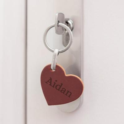 Leren sleutelhanger graveren - Hart - Bruin Leren sleutelhanger graveren - Hart - Bruin