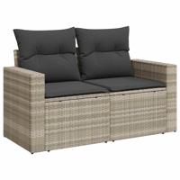 6-delige Loungeset met kussens poly rattan lichtgrijs - thumbnail