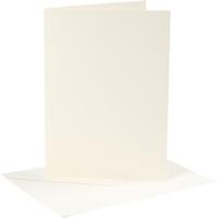 Creativ Company Kaarten en enveloppen, afmeting kaart 12,7x17,8 cm, afmeting envelop 13,3x18,5 cm, 220 gr, off-white, 4 set/ 1 doos - thumbnail