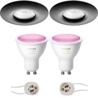 Philips Hue LED Spot Set GU10 - Rond Inbouw - Mat Zwart - IP65 - Bluetooth - thumbnail