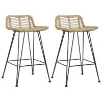 VidaXL Barstoelen 2 st natuurlijk rattan - thumbnail