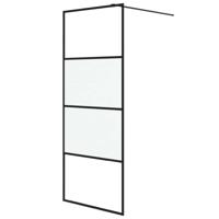 VidaXL Inloopdouchewand 80x195 cm halfmat esg-glas zwart - thumbnail