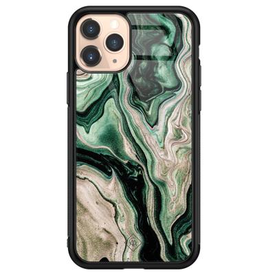 iPhone 11 Pro glazen hardcase - Green waves iPhone 11 Pro glazen hardcase - Green waves