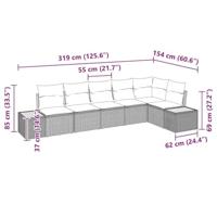 6-delige tuinset met kussens - Beige Poly Rattan en Acacia - thumbnail