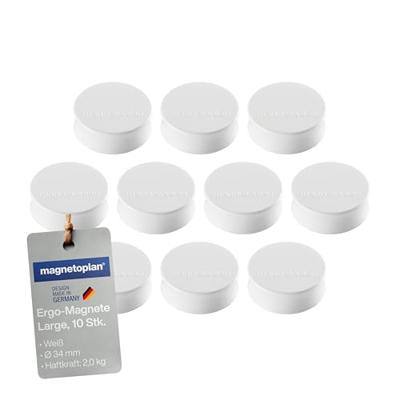 magnetoplan Magneet (Ø x h) 34 mm x 12.5 mm Rond Wit 10 stuk(s) 1665000