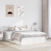 Bedframe met hoofdbord massief grenenhout wit 120x190 cm - thumbnail